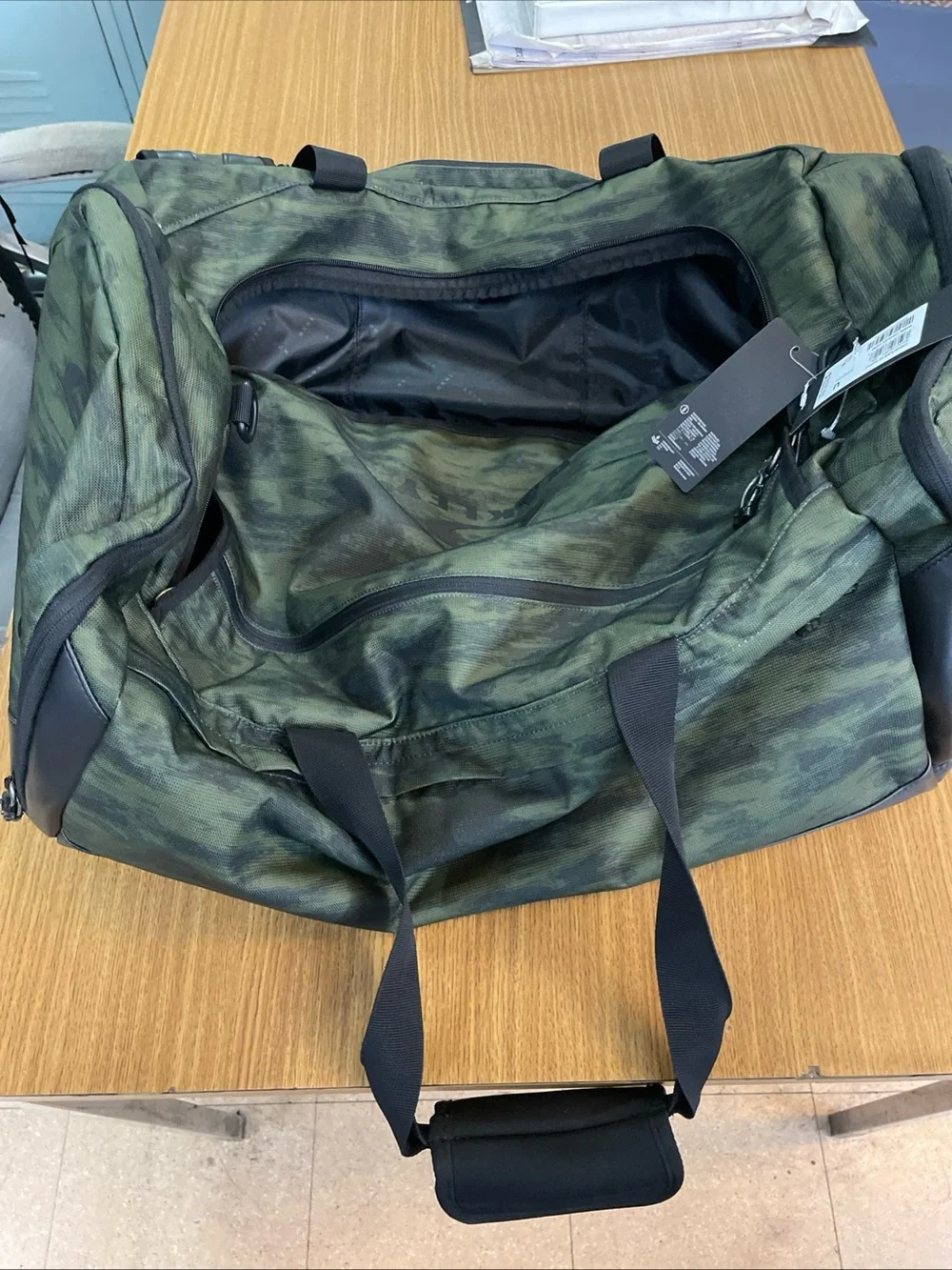 Oakley Olive Green Camo Duffel Bag for Men